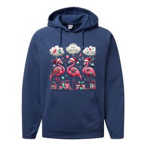 Christmas Funny Flamingo Pink Christmas Tree Xmas Gift Performance Fleece Hoodie