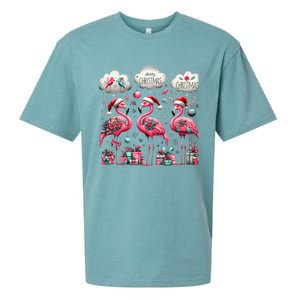 Christmas Funny Flamingo Pink Christmas Tree Xmas Gift Sueded Cloud Jersey T-Shirt