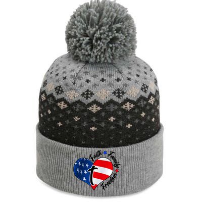 Cute Faith Family Freedom American USA Heart The Baniff Cuffed Pom Beanie