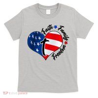 Cute Faith Family Freedom American USA Heart T-Shirt