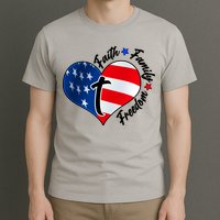 Cute Faith Family Freedom American USA Heart T-Shirt