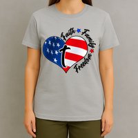 Cute Faith Family Freedom American USA Heart T-Shirt