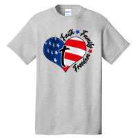 Cute Faith Family Freedom American USA Heart Tall T-Shirt