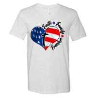 Cute Faith Family Freedom American USA Heart V-Neck T-Shirt