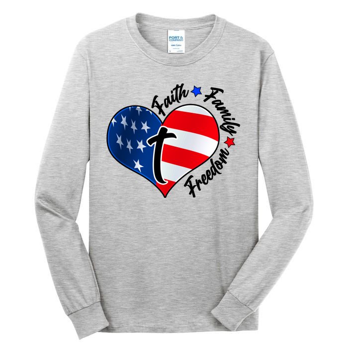 Cute Faith Family Freedom American USA Heart Tall Long Sleeve T-Shirt