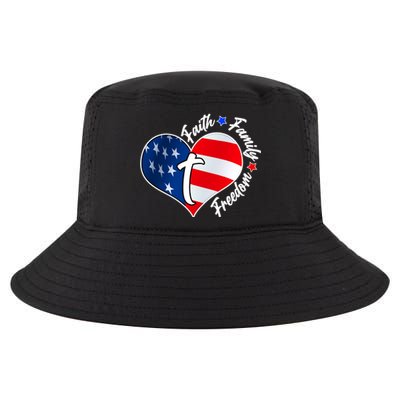 Cute Faith Family Freedom American USA Heart Cool Comfort Performance Bucket Hat