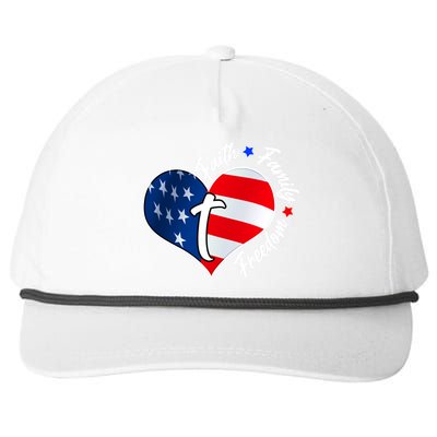 Cute Faith Family Freedom American USA Heart Snapback Five-Panel Rope Hat