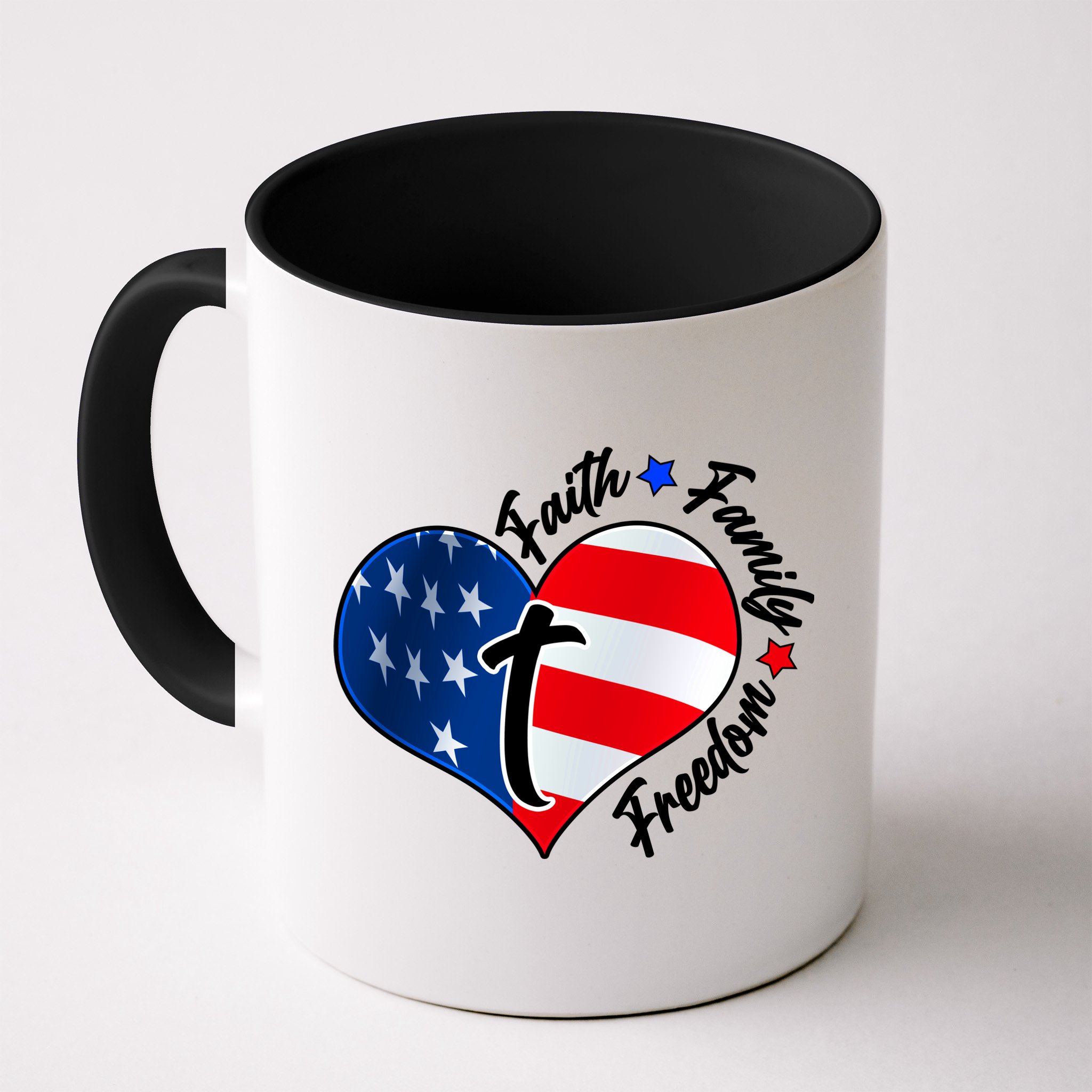 Cute Faith Family Freedom American USA Heart Mug