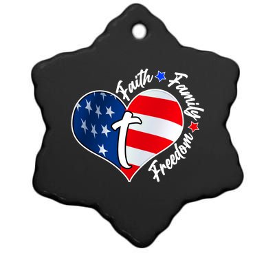 Cute Faith Family Freedom American USA Heart Ceramic Star Ornament