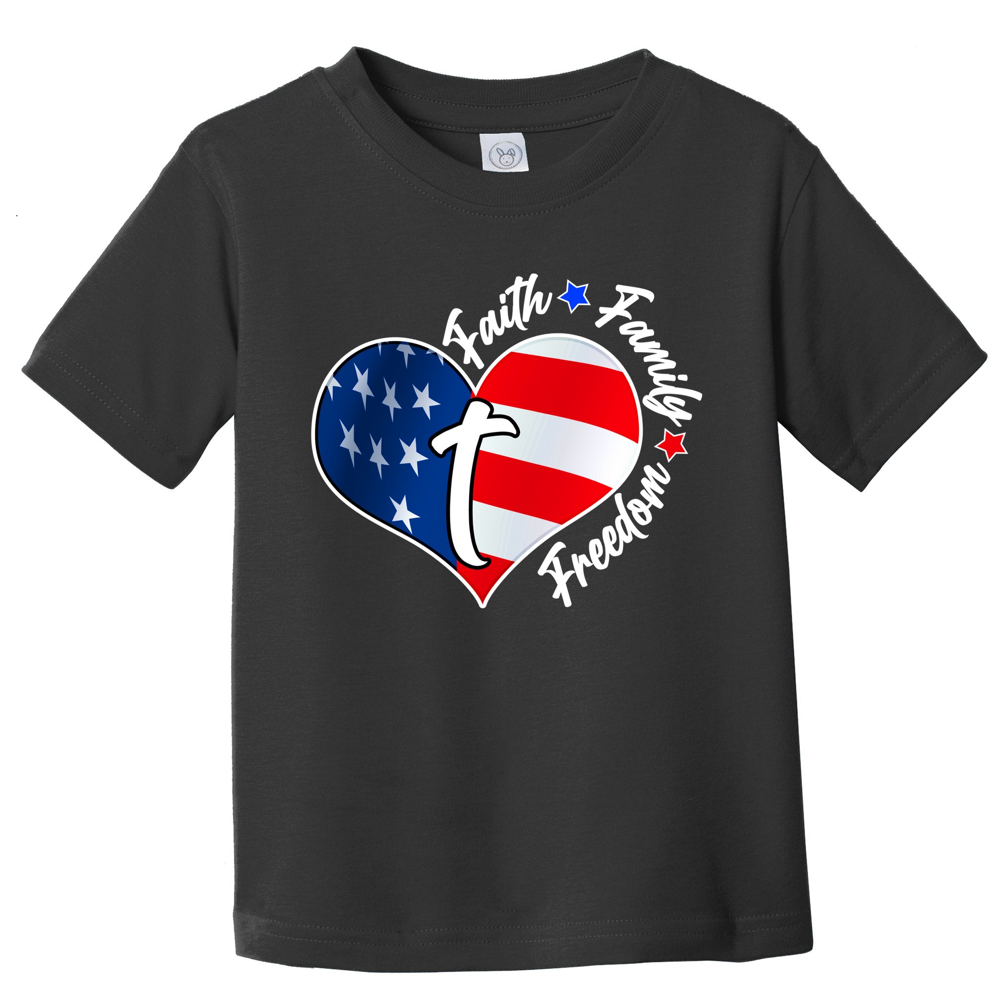Cute Faith Family Freedom American USA Heart Toddler T-Shirt