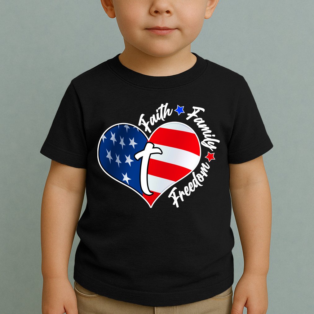 Cute Faith Family Freedom American USA Heart Toddler T-Shirt