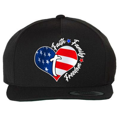 Cute Faith Family Freedom American USA Heart Wool Snapback Cap