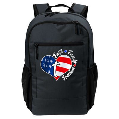 Cute Faith Family Freedom American USA Heart Daily Commute Backpack