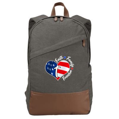 Cute Faith Family Freedom American USA Heart Cotton Canvas Backpack