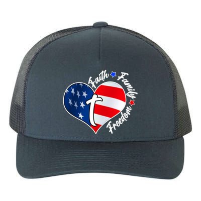 Cute Faith Family Freedom American USA Heart Yupoong Adult 5-Panel Trucker Hat