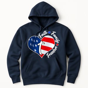 Cute Faith Family Freedom American USA Heart Hoodie