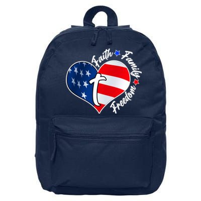 Cute Faith Family Freedom American USA Heart 16 in Basic Backpack