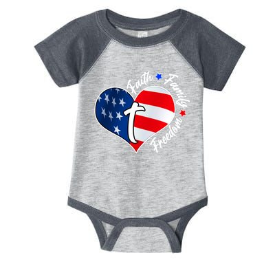 Cute Faith Family Freedom American USA Heart Infant Baby Jersey Bodysuit