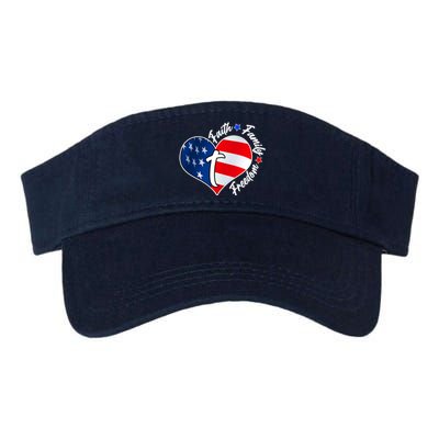 Cute Faith Family Freedom American USA Heart Valucap Bio-Washed Visor