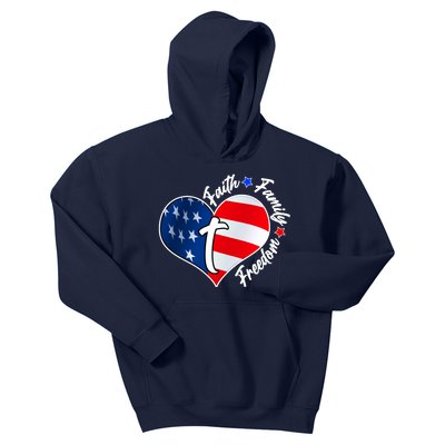 Cute Faith Family Freedom American USA Heart Kids Hoodie