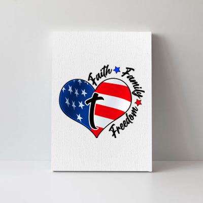 Cute Faith Family Freedom American USA Heart Canvas