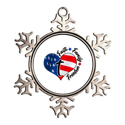 Cute Faith Family Freedom American USA Heart Metallic Star Ornament