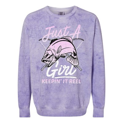 Cute Fishing Funny Keeping It Reel Purple Colorblast Crewneck Sweatshirt