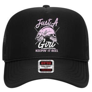 Cute Fishing Funny Keeping It Reel Purple High Crown Mesh Back Trucker Hat