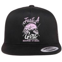 Cute Fishing Funny Keeping It Reel Purple Flat Bill Trucker Hat