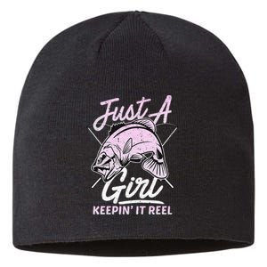 Cute Fishing Funny Keeping It Reel Purple Sustainable Beanie