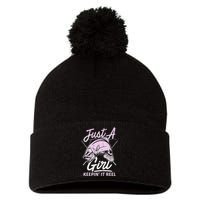 Cute Fishing Funny Keeping It Reel Purple Pom Pom 12in Knit Beanie