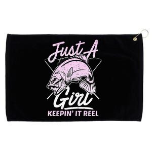 Cute Fishing Funny Keeping It Reel Purple Grommeted Golf Towel