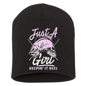 Cute Fishing Funny Keeping It Reel Purple Short Acrylic Beanie