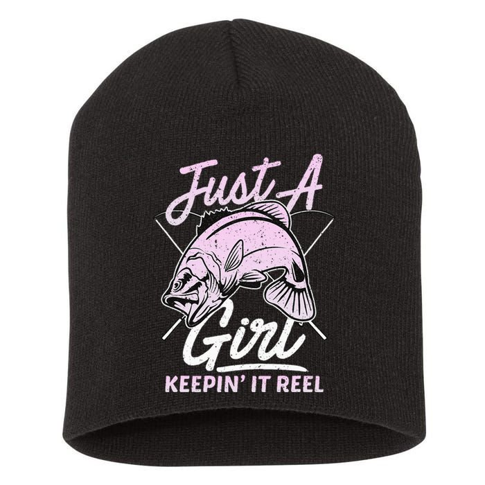 Cute Fishing Funny Keeping It Reel Purple Short Acrylic Beanie