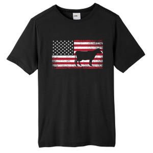 Cow Farm Farmer 4th Of July Gift American Flag Usa Great Gift America Gift Tall Fusion ChromaSoft Performance T-Shirt