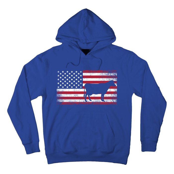 Cow Farm Farmer 4th Of July Gift American Flag Usa Great Gift America Gift Hoodie