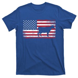 Cow Farm Farmer 4th Of July Gift American Flag Usa Great Gift America Gift T-Shirt