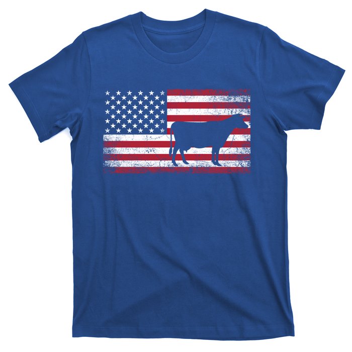 Cow Farm Farmer 4th Of July Gift American Flag Usa Great Gift America Gift T-Shirt