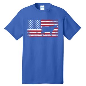 Cow Farm Farmer 4th Of July Gift American Flag Usa Great Gift America Gift Tall T-Shirt