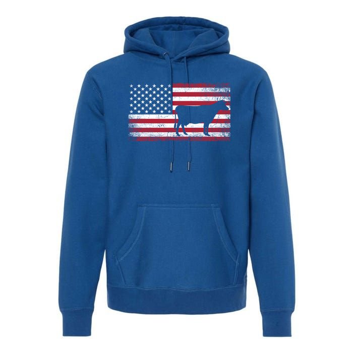 Cow Farm Farmer 4th Of July Gift American Flag Usa Great Gift America Gift Premium Hoodie