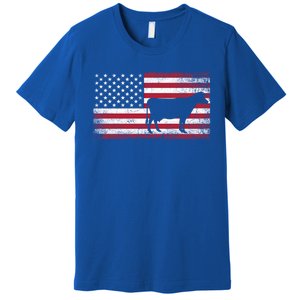 Cow Farm Farmer 4th Of July Gift American Flag Usa Great Gift America Gift Premium T-Shirt