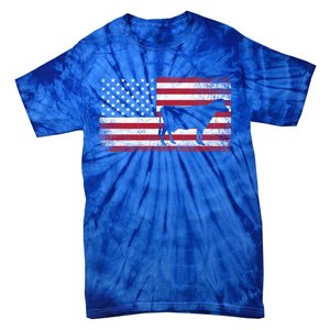 Cow Farm Farmer 4th Of July Gift American Flag Usa Great Gift America Gift Tie-Dye T-Shirt