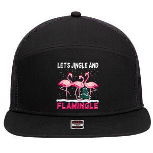 Christmas Flamingo Funny Pink Flamingle Xmas 7 Panel Mesh Trucker Snapback Hat