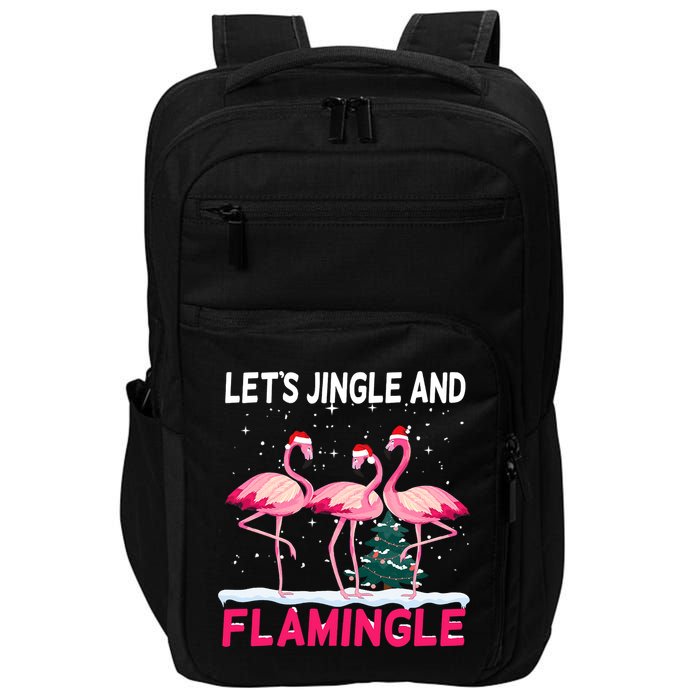 Christmas Flamingo Funny Pink Flamingle Xmas Impact Tech Backpack
