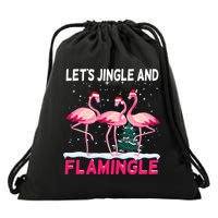 Christmas Flamingo Funny Pink Flamingle Xmas Drawstring Bag