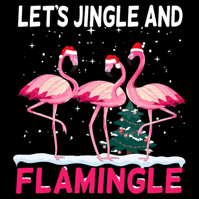 Christmas Flamingo Funny Pink Flamingle Xmas Drawstring Bag