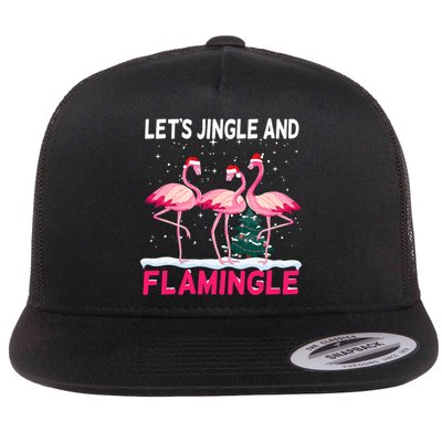 Christmas Flamingo Funny Pink Flamingle Xmas Flatbill Hat