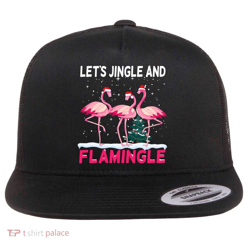 Christmas Flamingo Funny Pink Flamingle Xmas Flatbill Hat