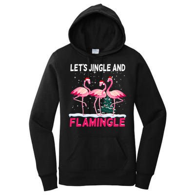 Christmas Flamingo Funny Pink Flamingle Xmas Women's Pullover Hoodie