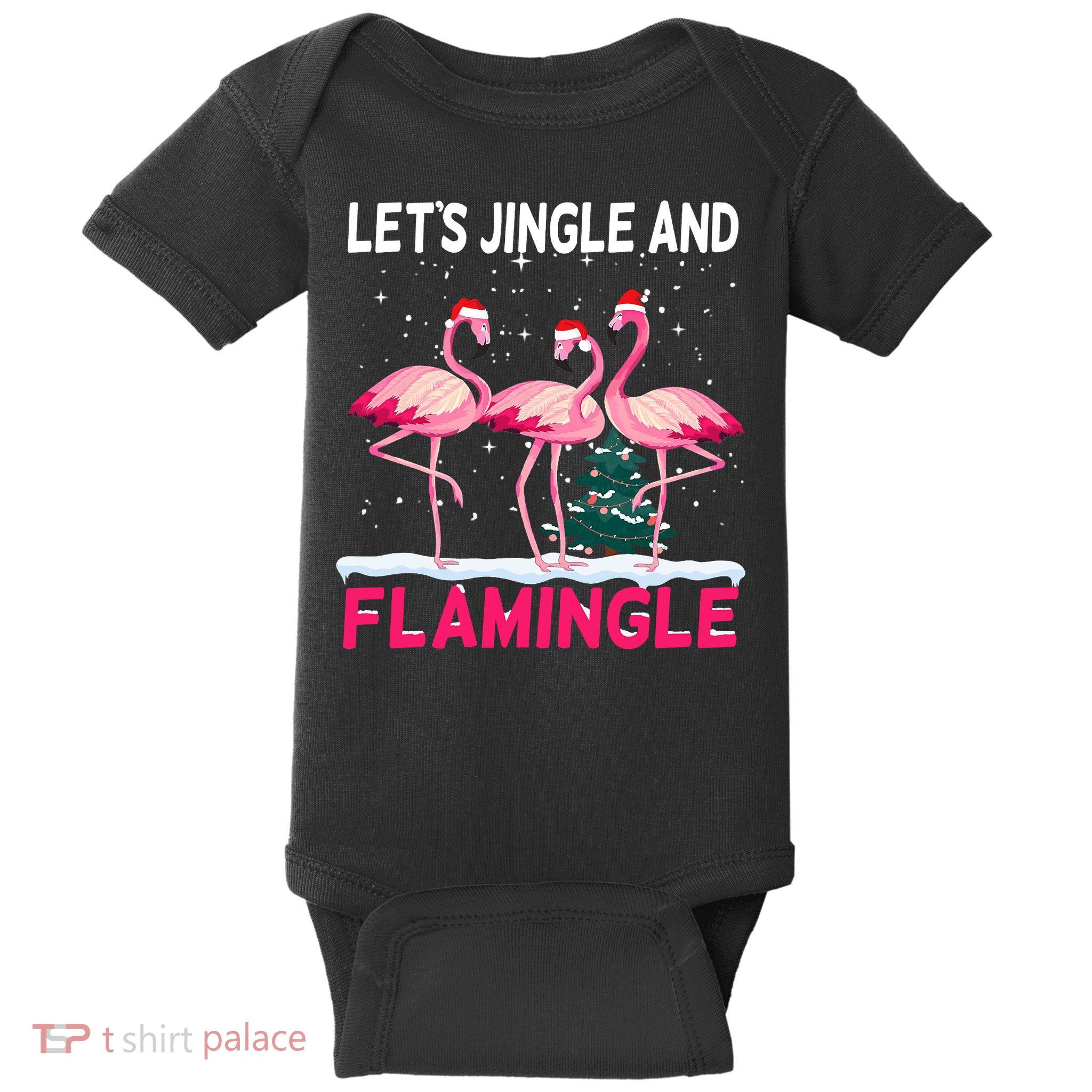 Christmas Flamingo Funny Pink Flamingle Xmas Baby Bodysuit